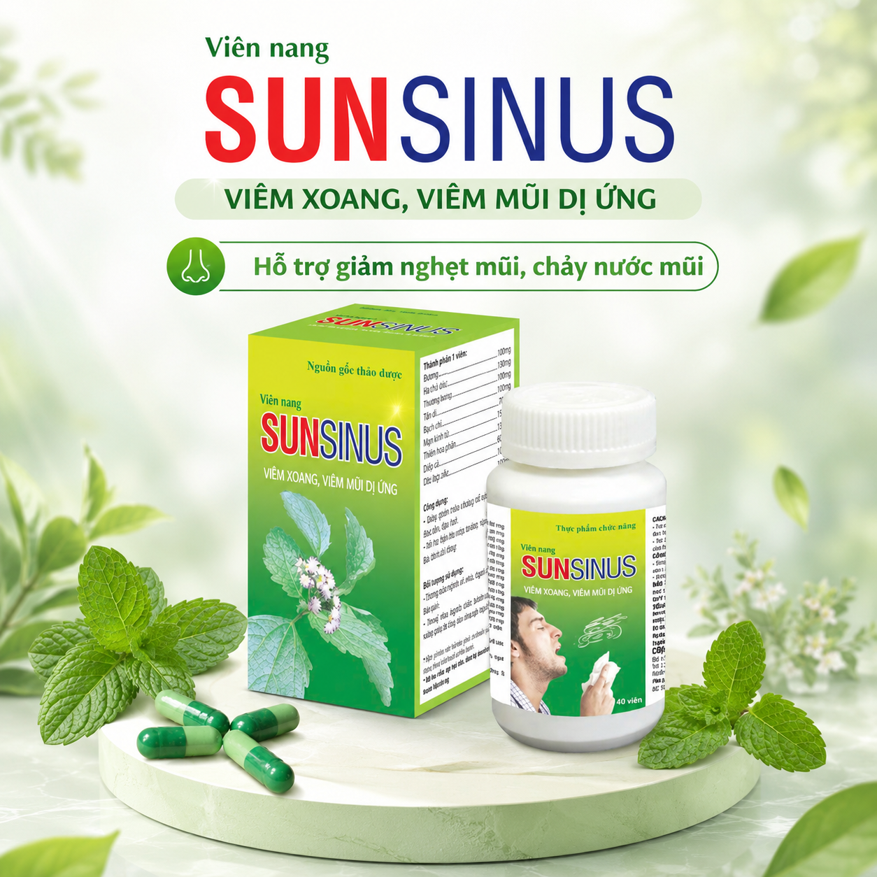 Viêm Xoang SUNSINUS ( Hộp 40 Viên)