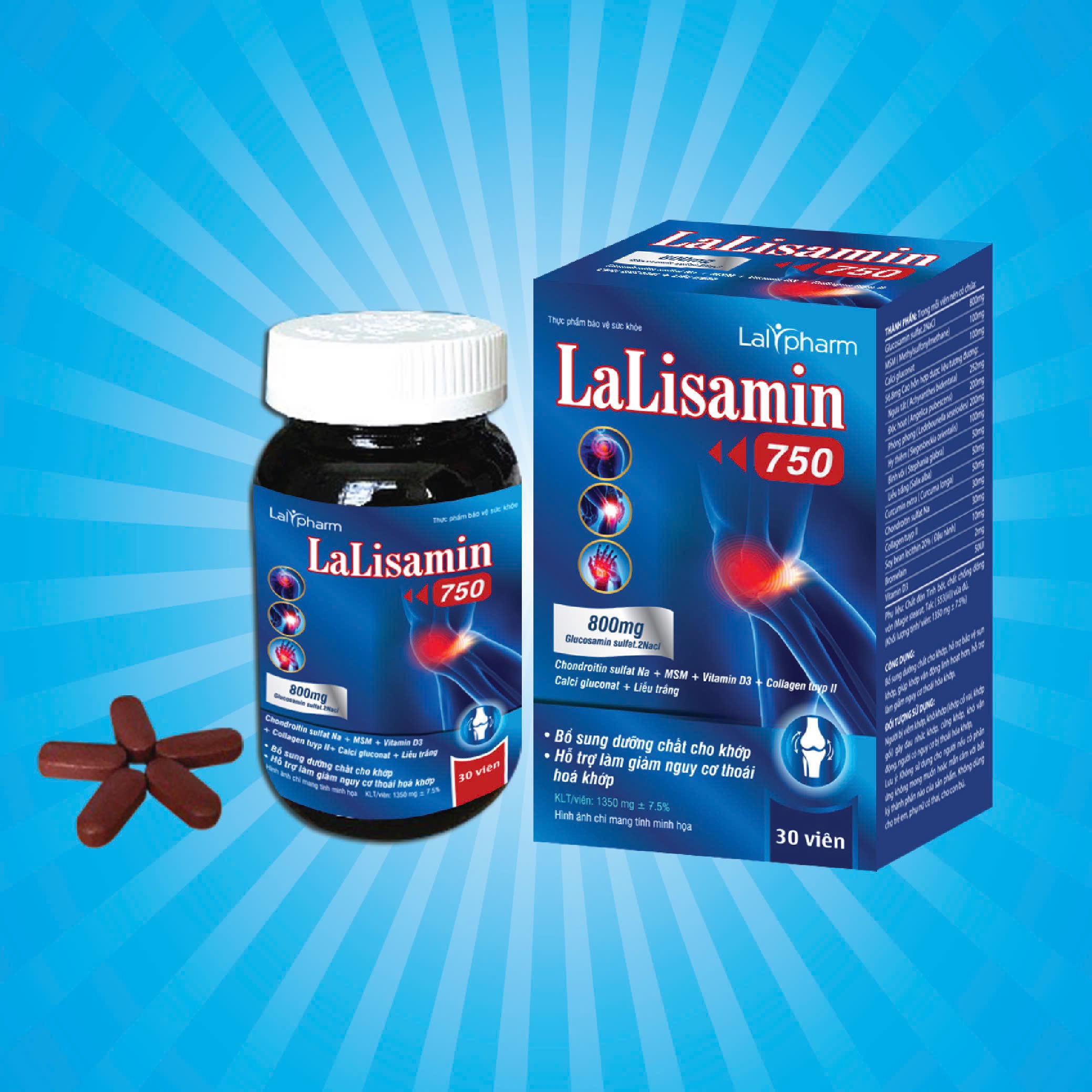 Viên Xương Khớp Lalisamin, Hộp 30 Viên