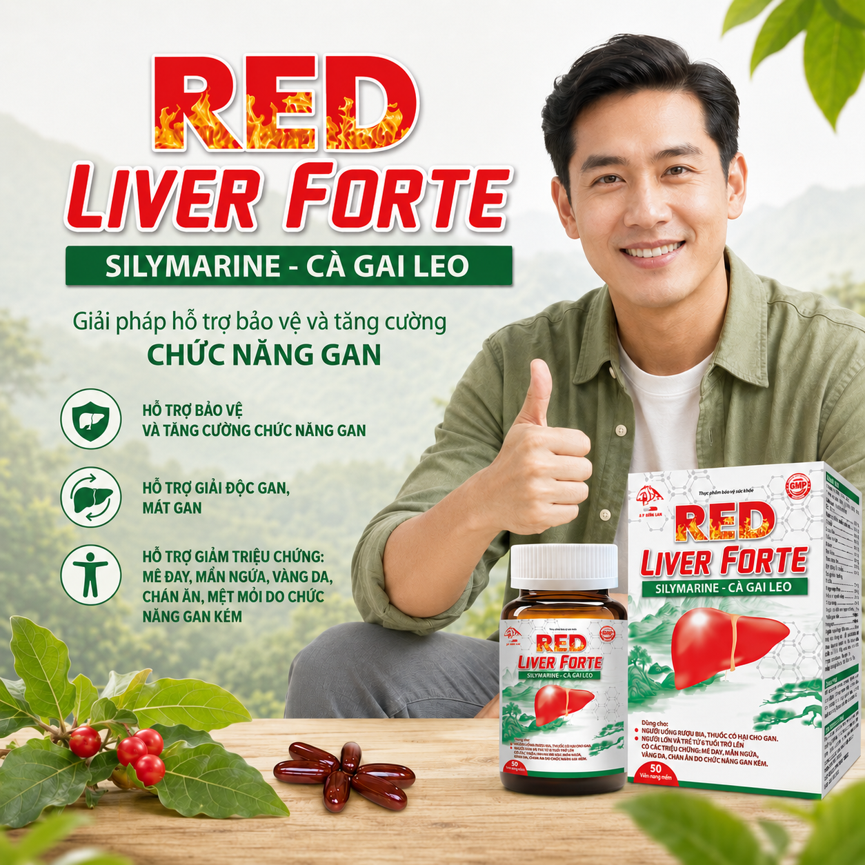 Thuốc Bổ Gan RED LIVER FORTE, Hộp 50 Viên