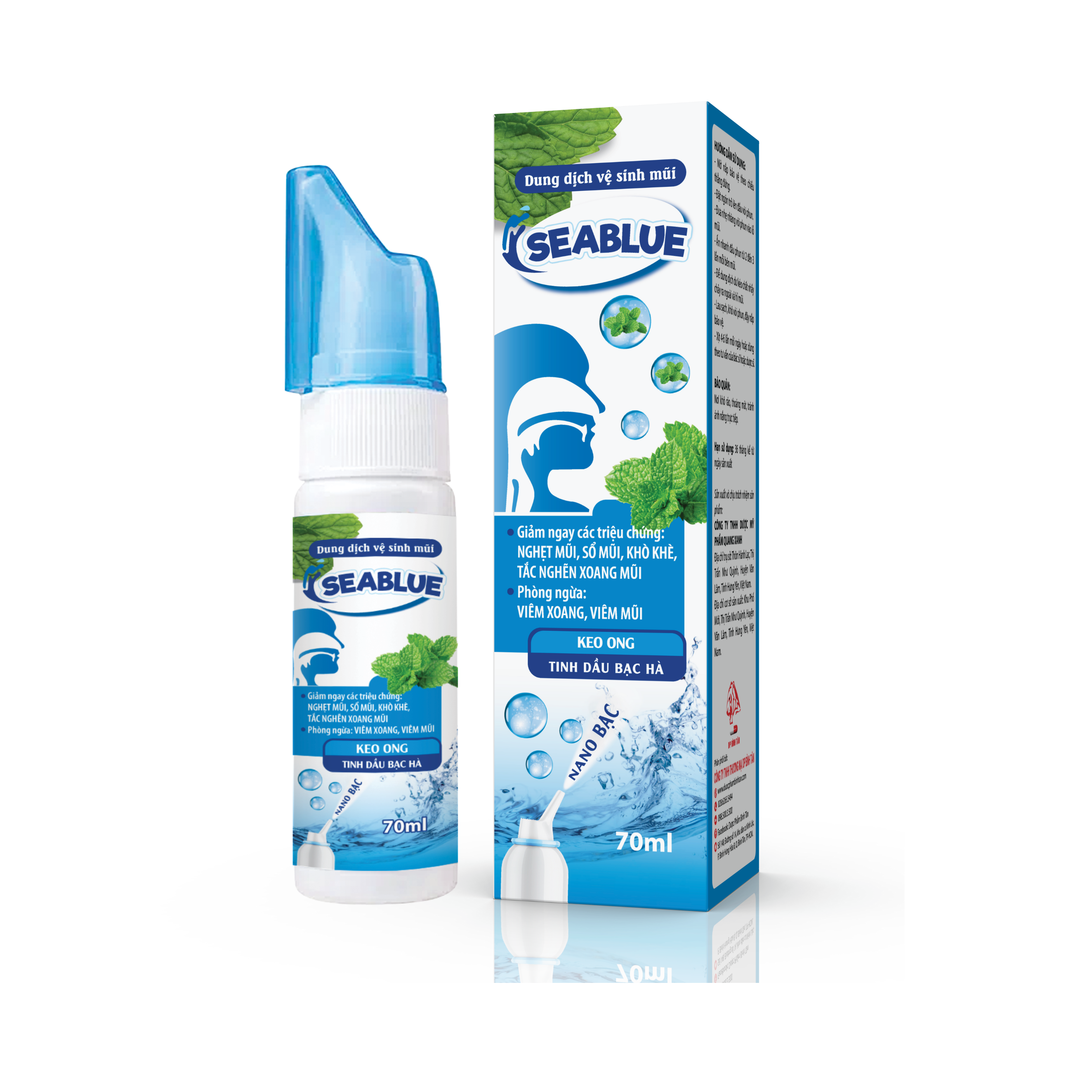 Dung Dịch Xịt Mũi SeaBlue, Giảm Ngay Triệu Chứng Nghẹt Mũi, Sổ Mũi, Hỗ Trợ Ngăn Ngừa Viên Xoang,Viêm Mũi